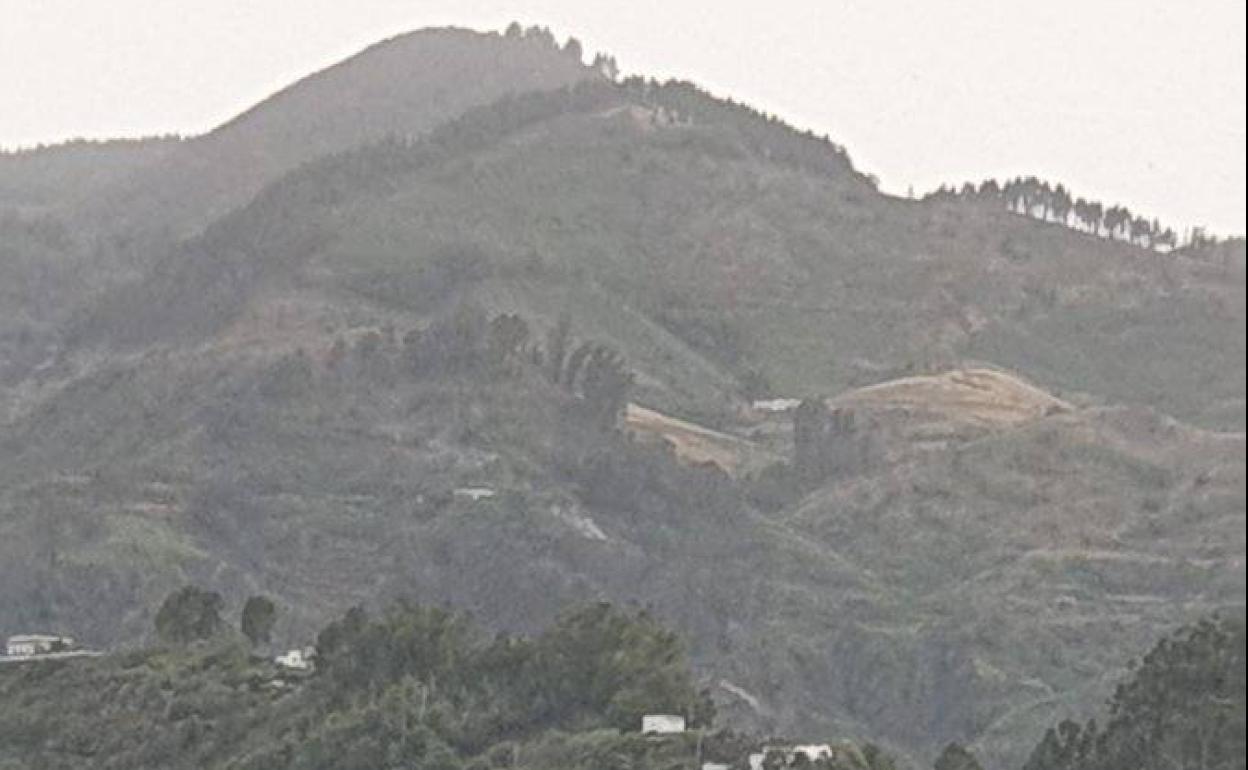 Imagen de la zona del conato en Valleseco de este miércoles. 