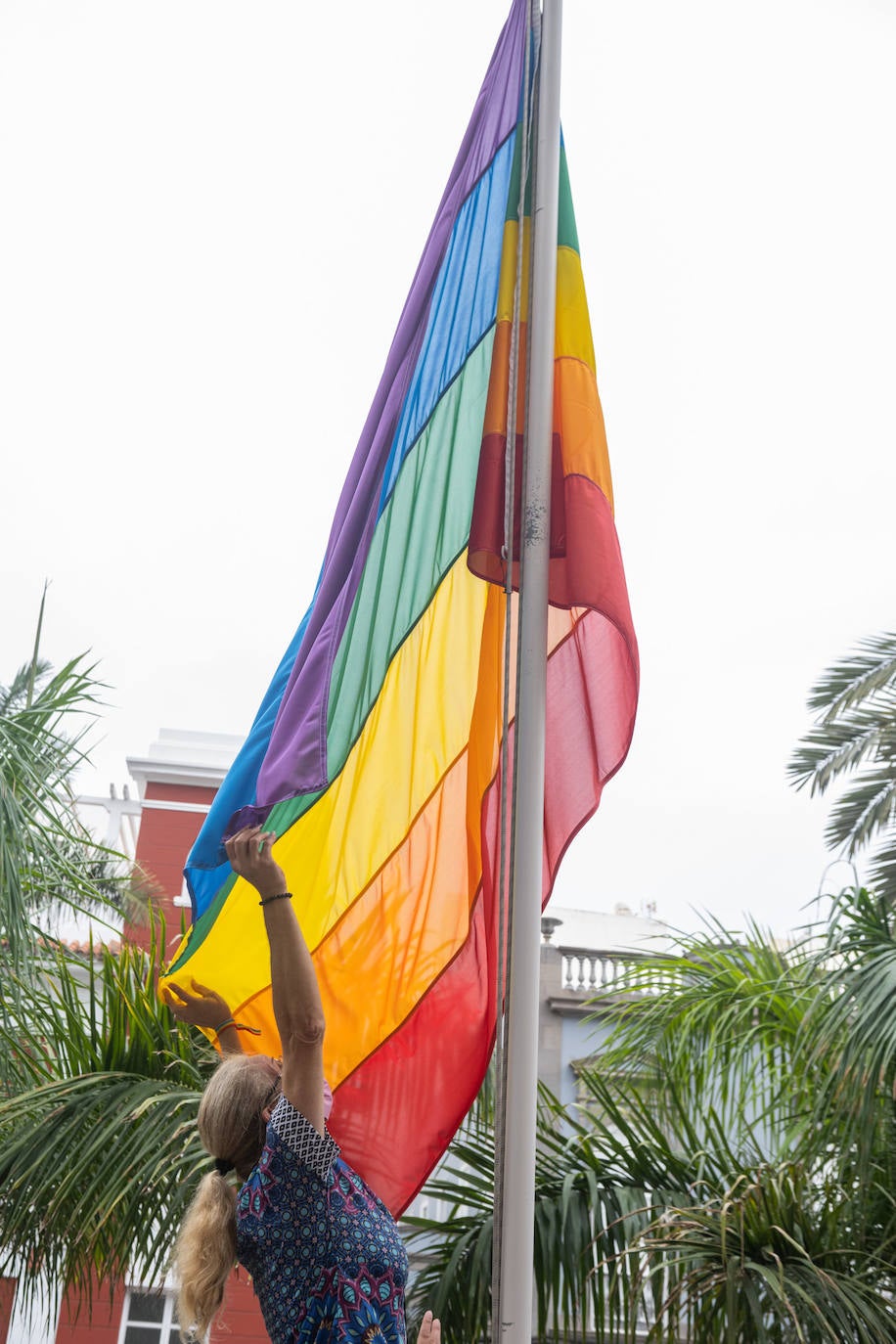 Fotos: El Cabildo de Gran Canaria iza la bandera arcoiris con motivo del Día Internacional del Orgullo LGTBI