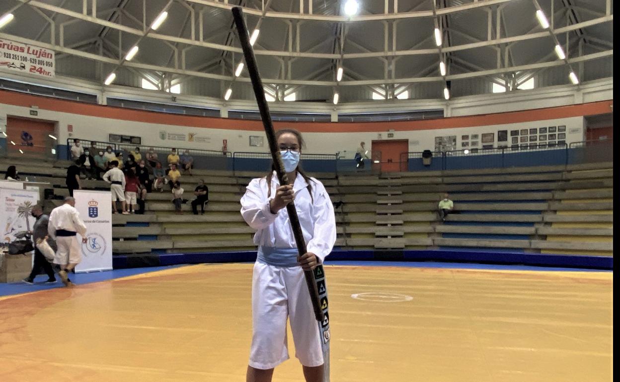 Tindaya Infante, preparada para la lucha del garrote el sábado. 