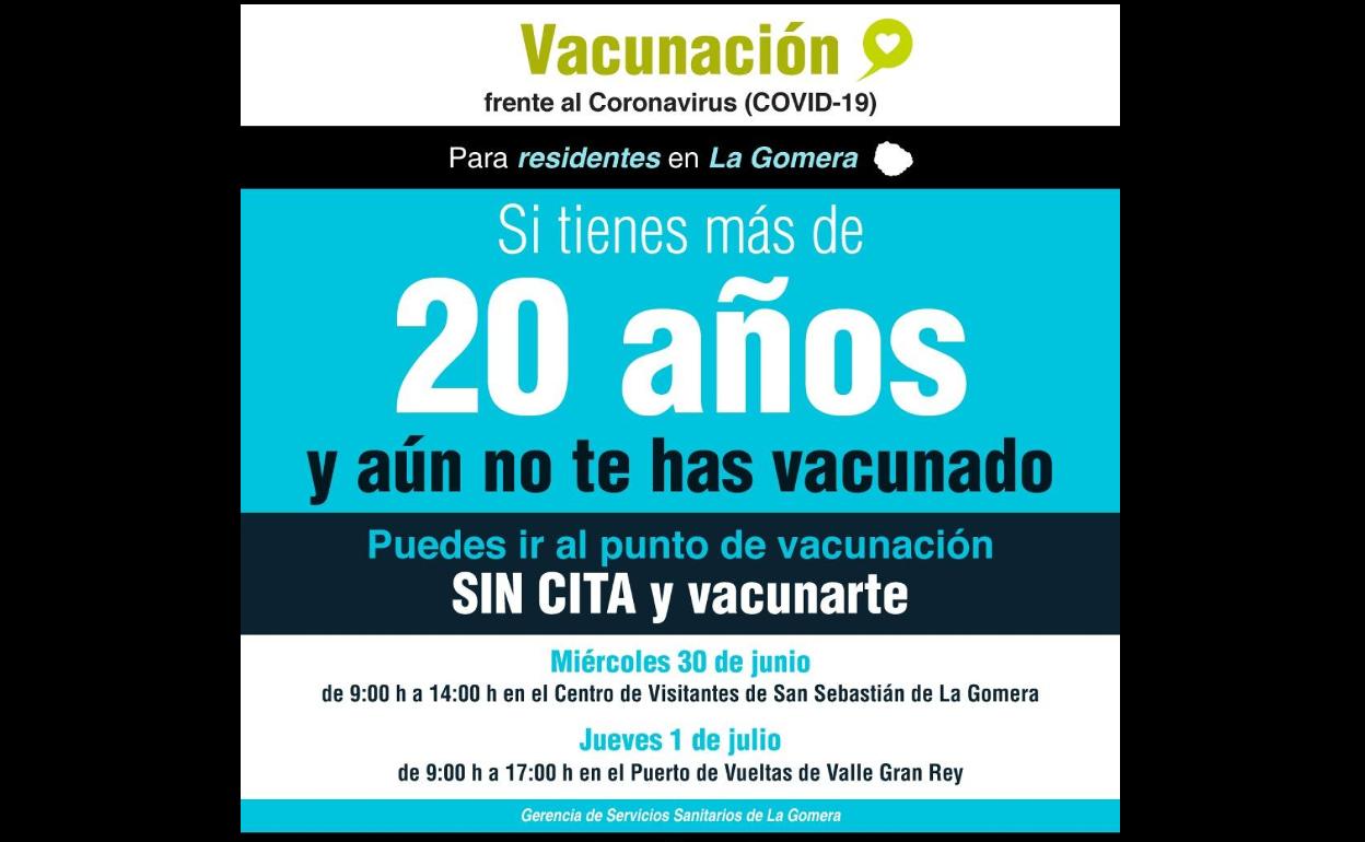 Si vives en La Gomera, tienes más de 20 años y no te has vacunado pide cita