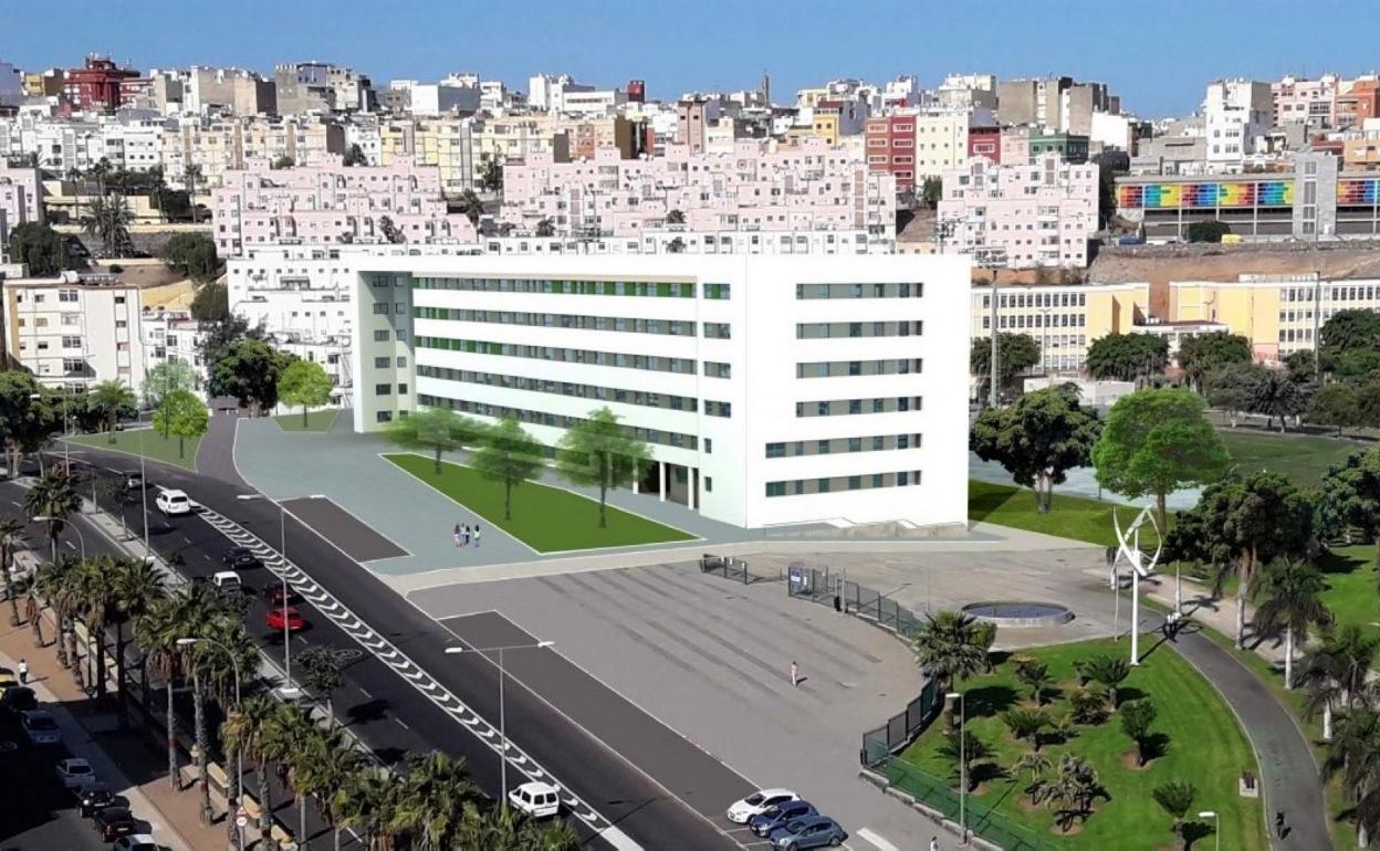 Recreación del edificio que se construirá en el parque de Las Rehoyas. 