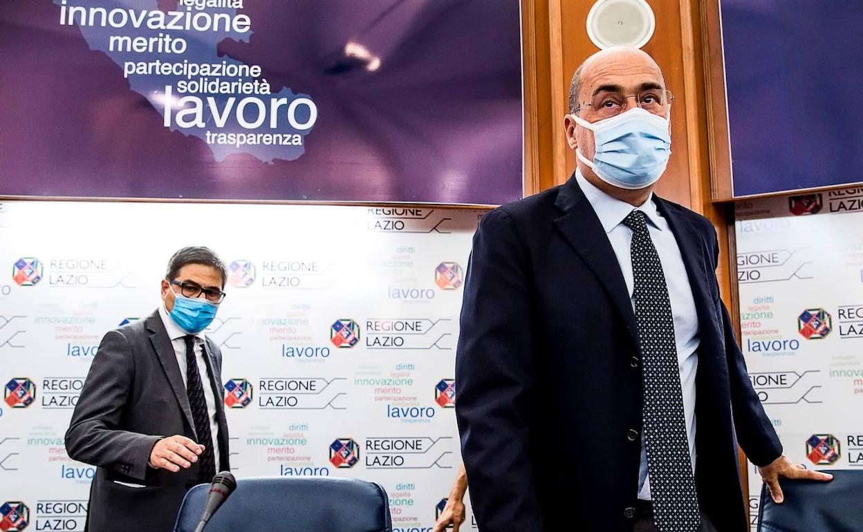 El gobernador del Lazio, Nicola Zingaretti, comparece ante la prensa para explicar la situación tras el ciberataque. 
