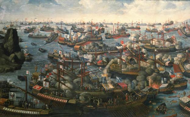 Otro cuadro que recrea la batalla de Lepanto, este de autor anónimo, se exhibe en el museo naval de Londres. 