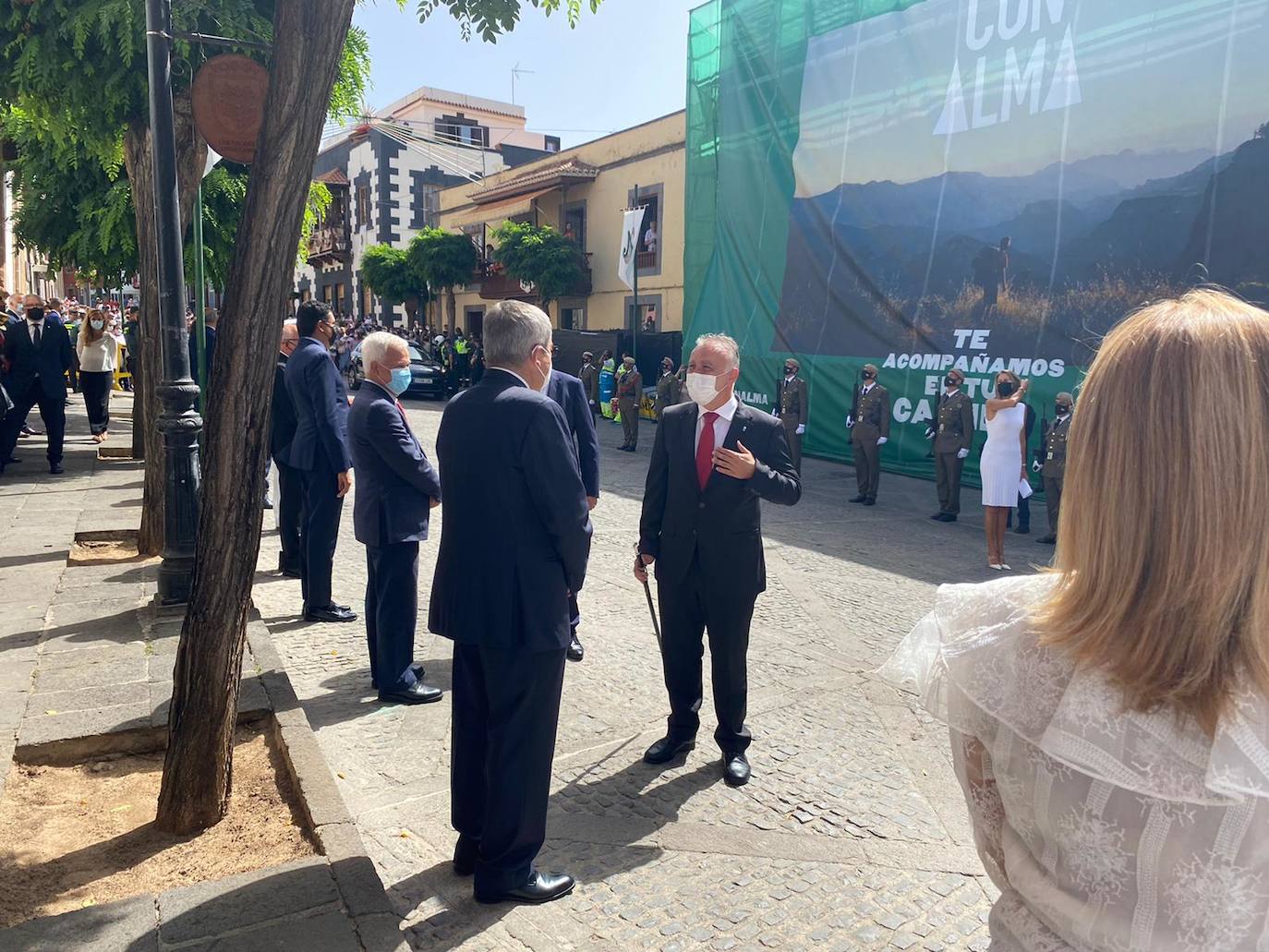 Torres, durante el acto institucional celebrado este miércoles en Teror. 