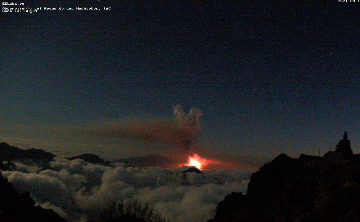 La erupción vista desde las instalaciones del IAC en el Roque de los Muchachos