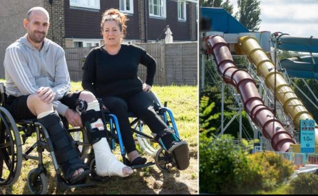 Se rompen las piernas tras tirarse por un tobogán acuático