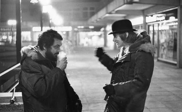 Stnaley Kubrick y Malcolm McDowell en el rodaje de 'La naranja mecánica'.