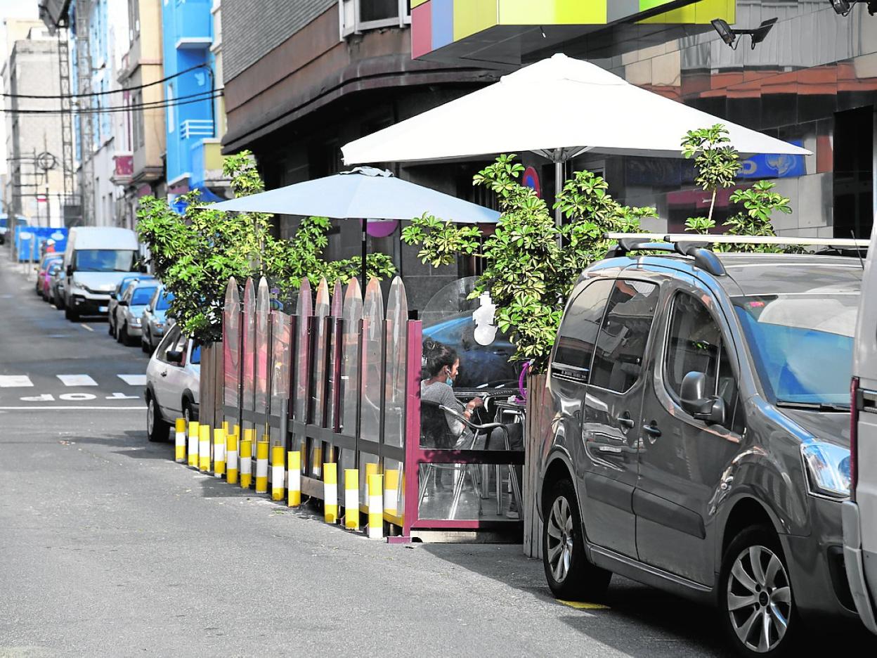 Imagen de archivo de unas de las terrazas exprés de la capital grancanaria. 