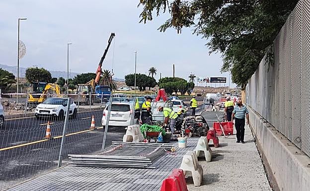 Obras de la calle Hoya de La Gallina, en Siete Palmas. 