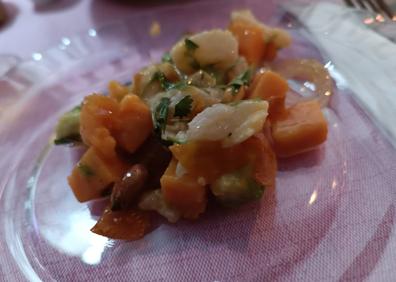 Imagen secundaria 1 - Algunos platos del Anteo: Huevos rotos, ceviche y taco. 