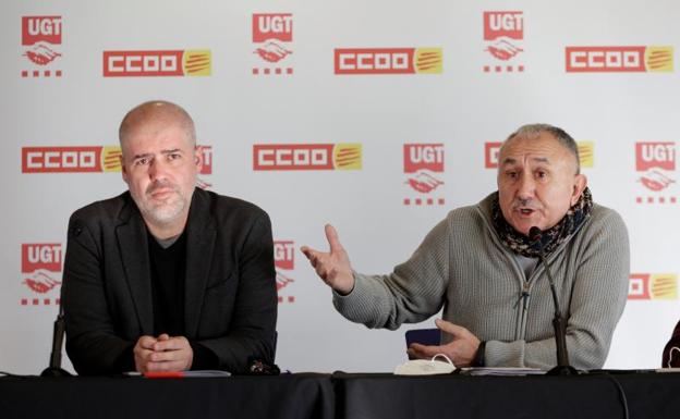 Unai Sordo y Pepe Álvarez comparecen en Barcelona. 
