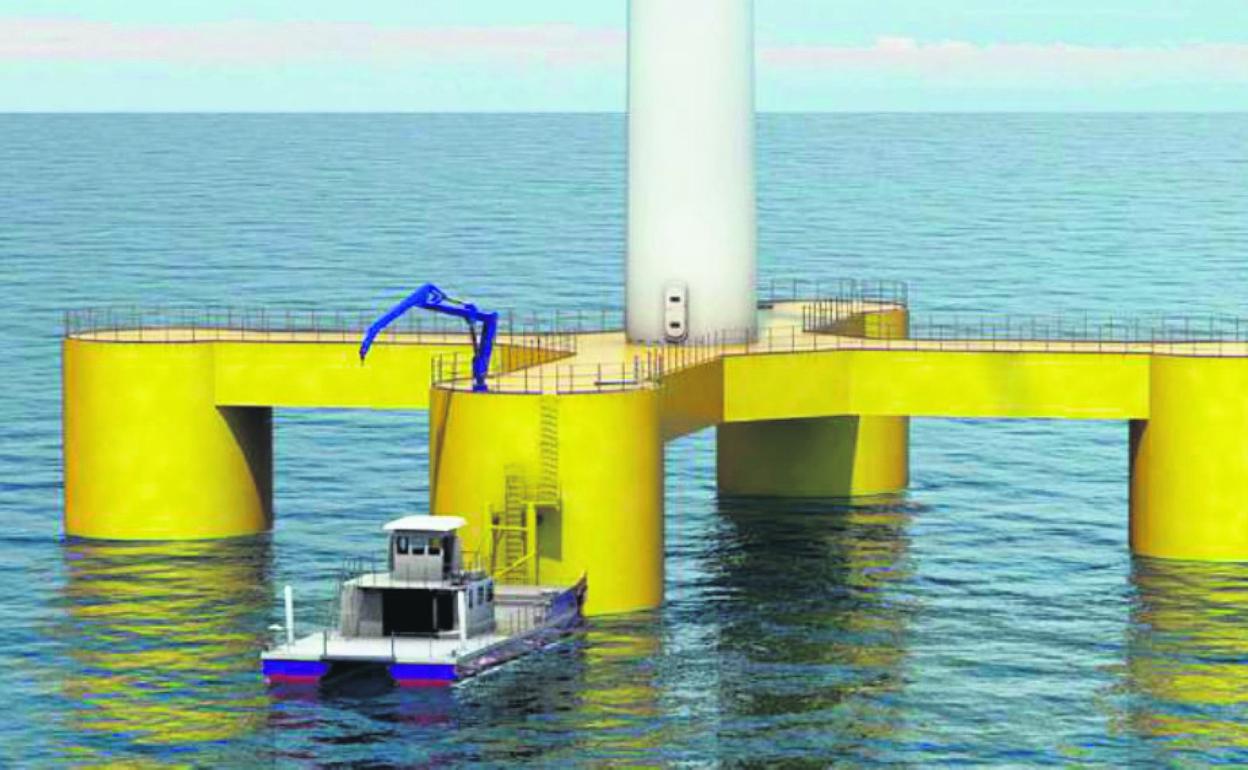 Tarahal propone aerogeneradores sobre cimentaciones flotantes. 