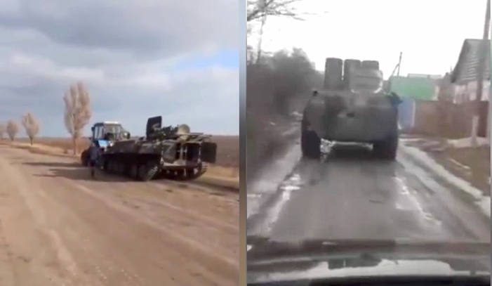 Un grupo de gitanos roba un tanque al ejército ruso en un pueblo de Ucrania