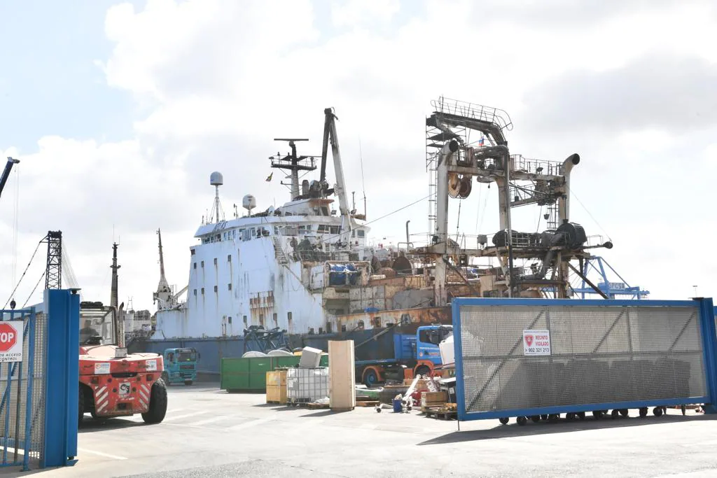 Imagen secundaria 1 - Imágenes de los barcos rusos que permanecen en el puerto de Las Palmas. 