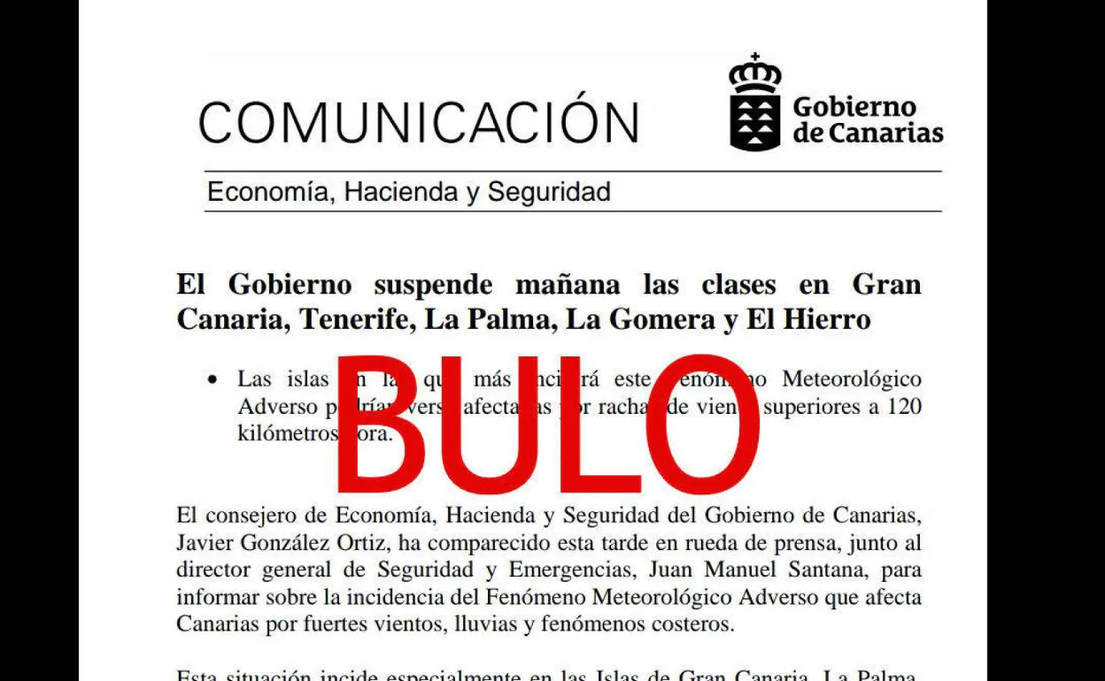 Sano Sin lugar a dudas Mount Bank Educación desmiente la cancelación de las clases este martes | Canarias7