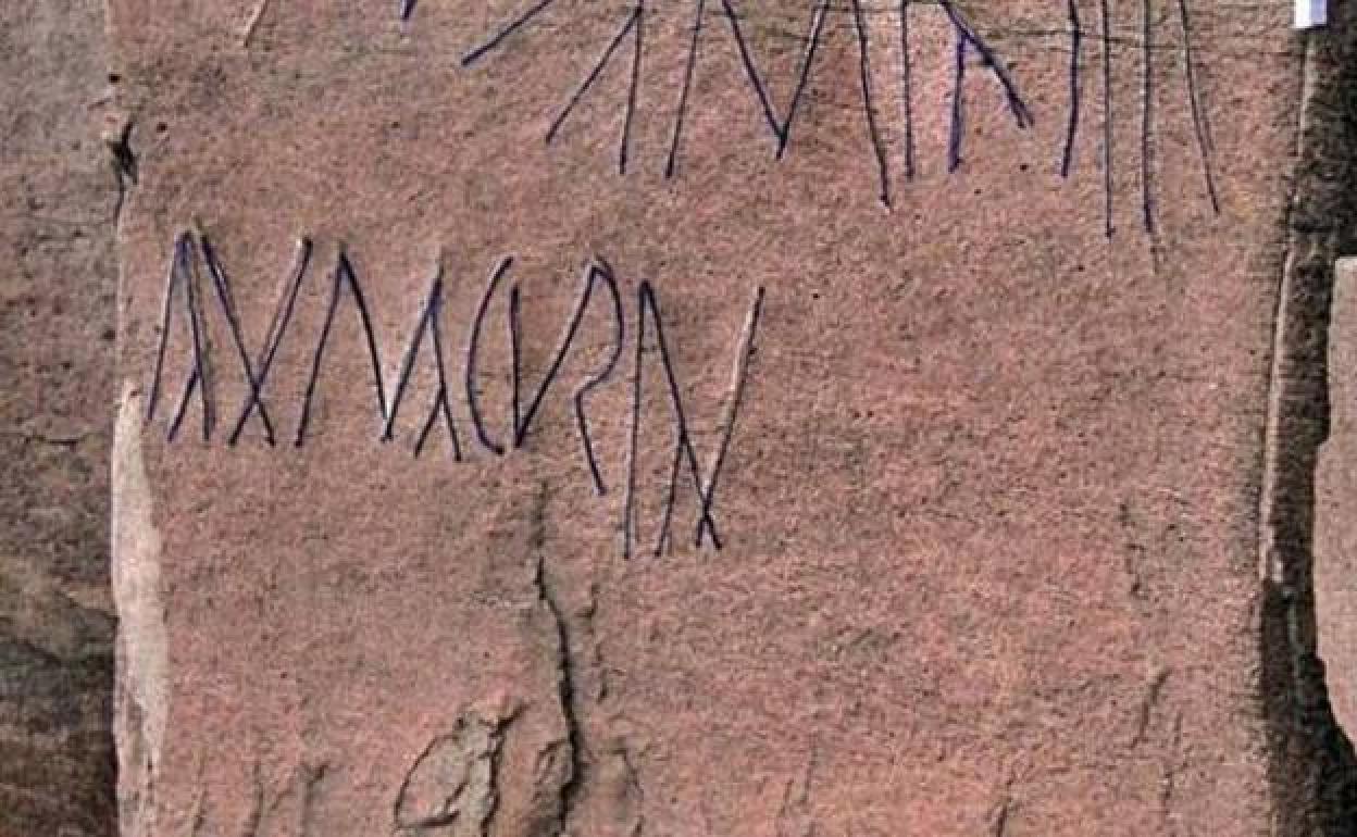 Una de las inscripciones rupestres de Fuerteventura. 