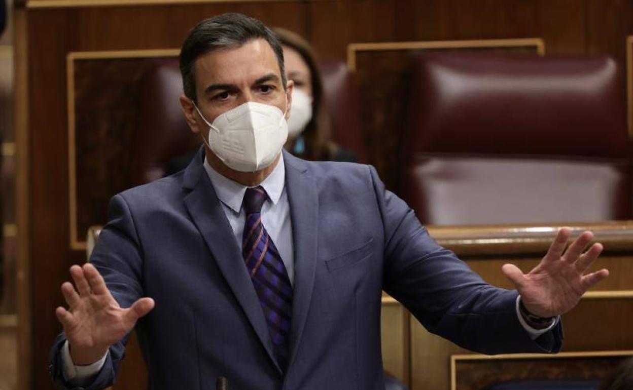 El presidente del Gobierno, Pedro Sánchez, interviniendo en el Congreso de los Diputados 