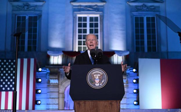 El presidente de Estados Unidos, Joe Biden, durante su discurso en Varsovia. 