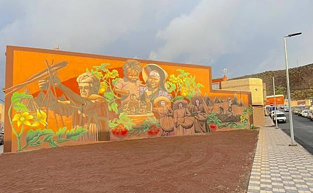 Mural homenaje a los orígenes agrícolas de Montaña de Los Vélez. 