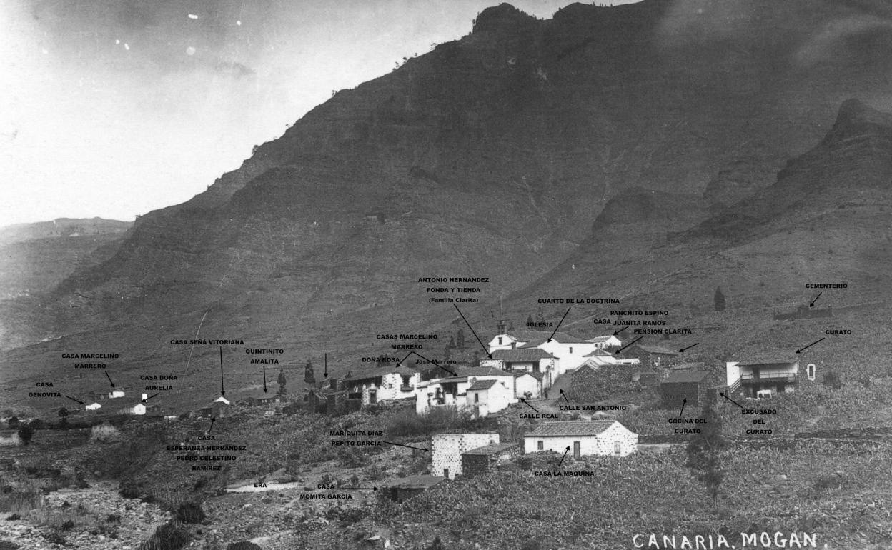 Mogán, en 1890. Los nombres de los lugares fueron aportados por Lolita Ramírez (1927-2021). 