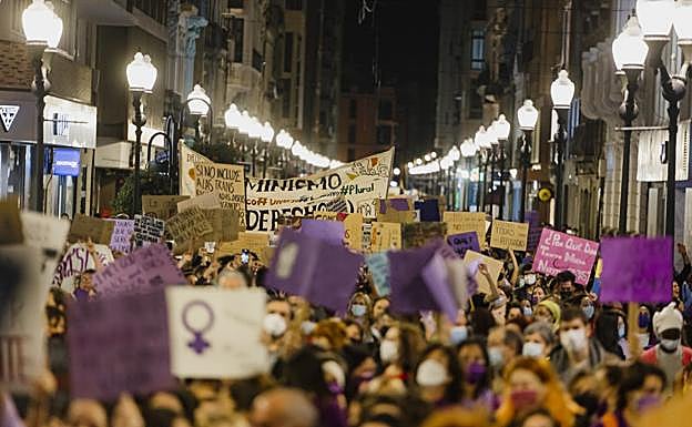 Imagen tomada durante la manifestación por el 8M el pasado mes de marzo en la capital grancanaria. 