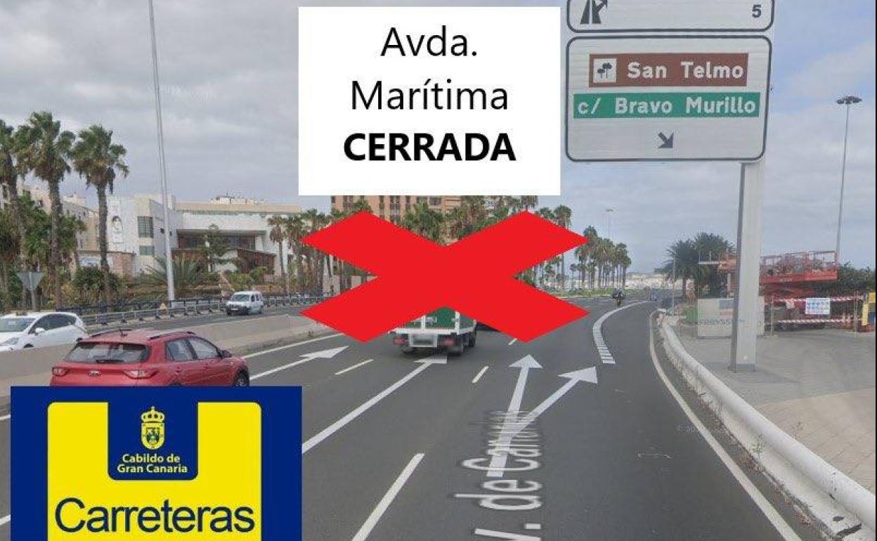 Cierre de un tramo de la Avenida Marítima este lunes y martes