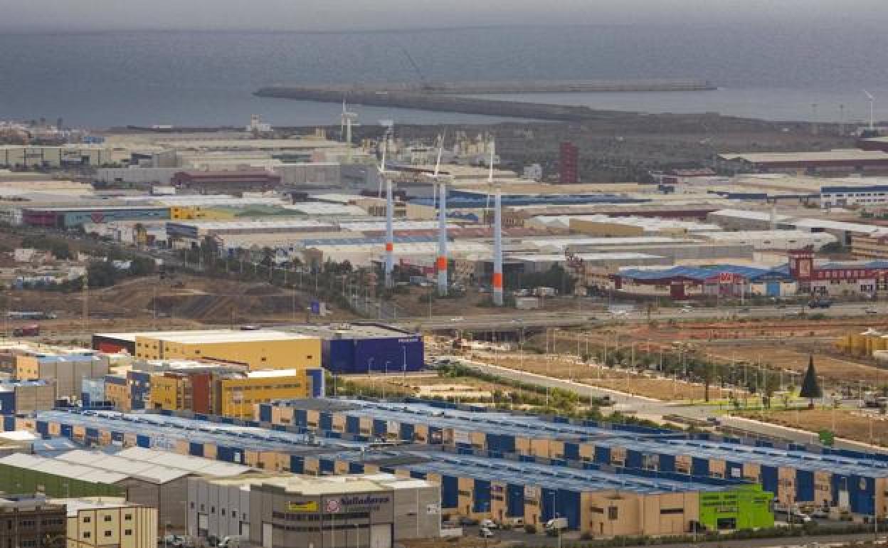 Vista aérea del polígono industrial de Arinaga. 