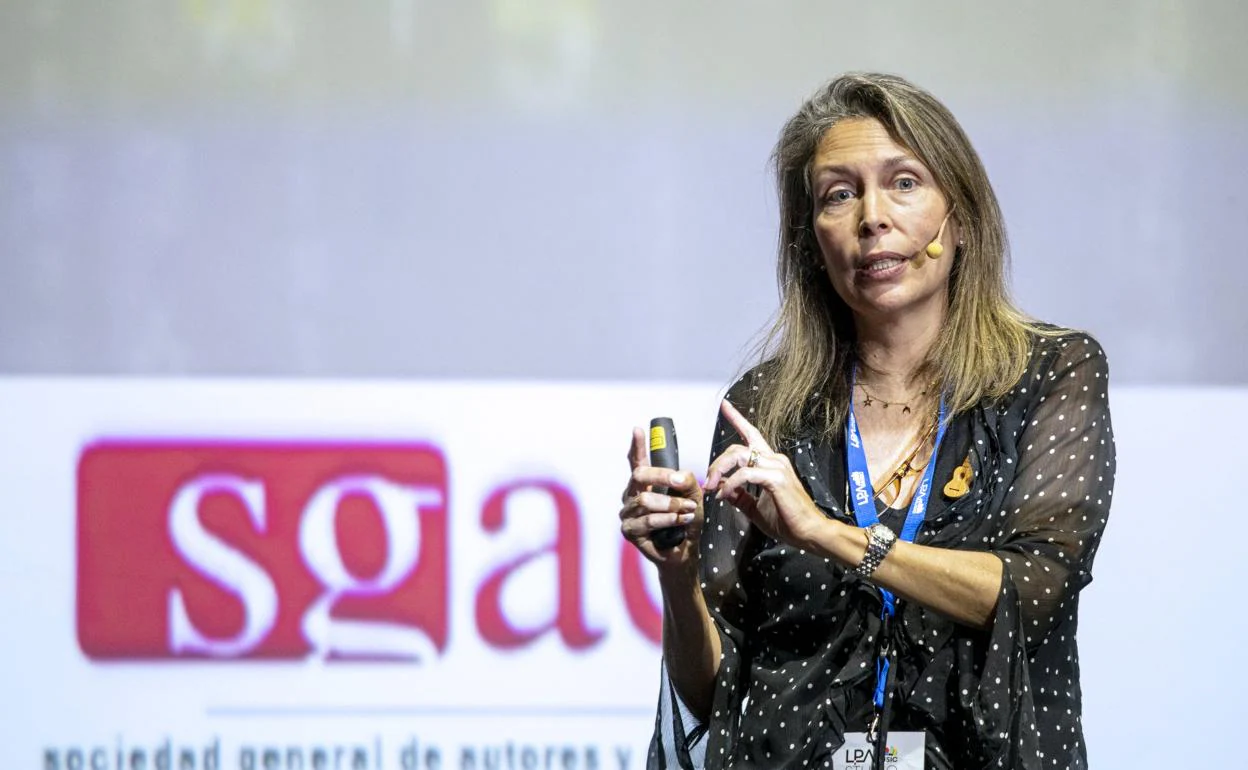 Cristina del Río, directora de la SGAE en Canarias, durante su intervención en LPA Music Studio. 