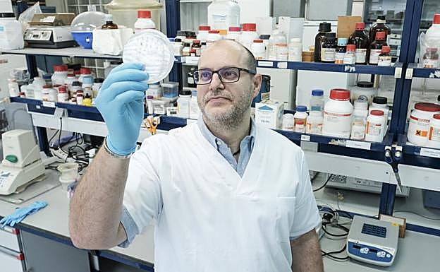 El investigador David Osca, en el laboratorio en el que trabaja en la ULPGC. 