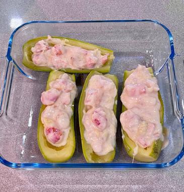 Relleno de los calabacines, antes de hornear