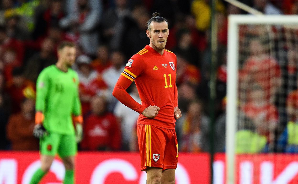 Gareth Bale, durante un partido con la selección de Gales.