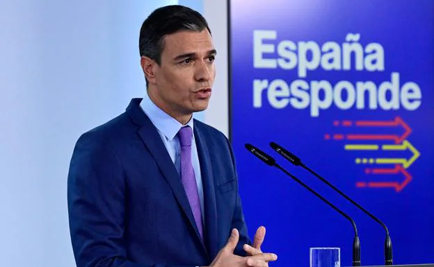 Sánchez este sábado durante su comparecencia en la Moncloa. 