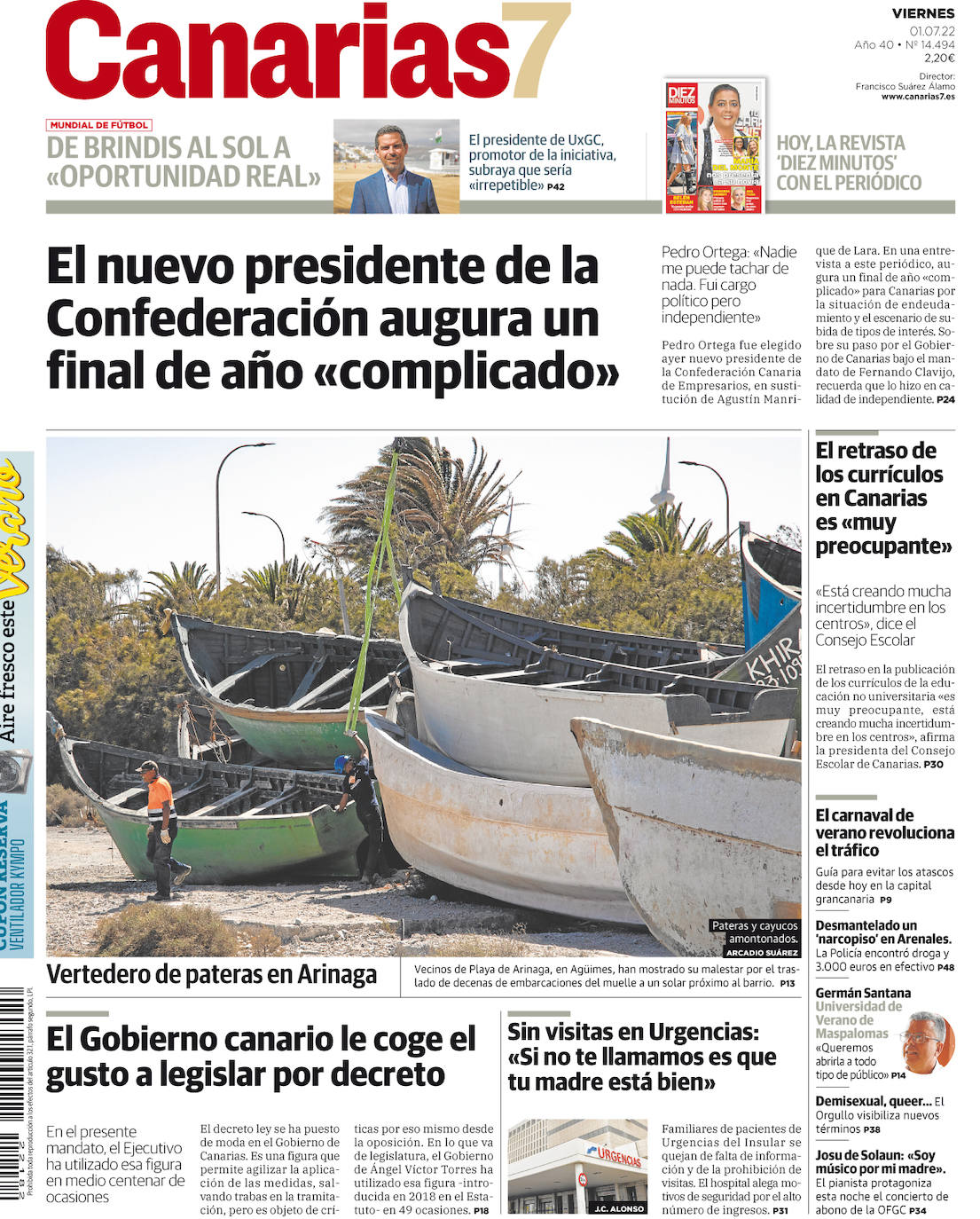 Vea la portada de CANARIAS7 de este viernes 1 de julio