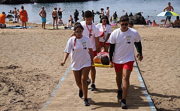 Demostración de qué hacer ante un caso de preahogamiento. 