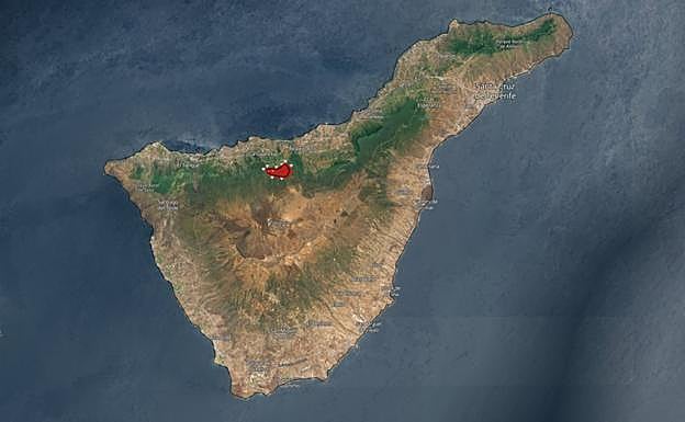 Mapa del incendio en la zona de Los Realejos, al norte de Tenerife. 