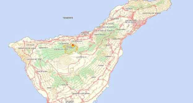 Imagen principal - La dimensión del incendio de Tenerife, en el mapa. 