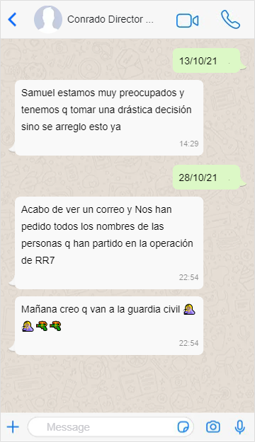 Imagen - Recreación de las conversaciones mantenidas vía Whatsapp entre Conrado Domínguez y el comisionista Samuel Machín. /C7