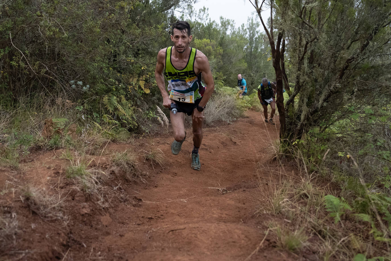 Oswaldo Medina, en pleno esfuerzo en el Aguas de Teror Trail-Desafío de los Picos 2022. 