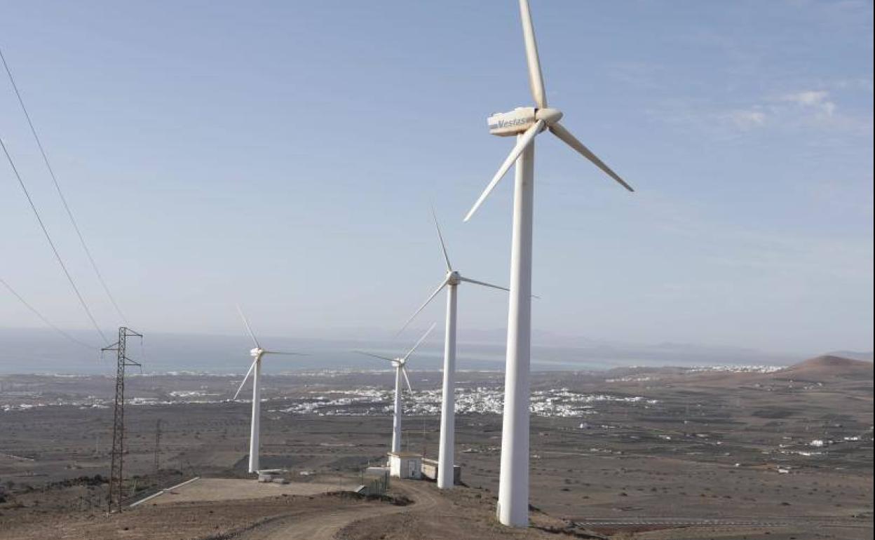 Molinos del Parque eólico de Montaña Mina, San Bartolomé. 