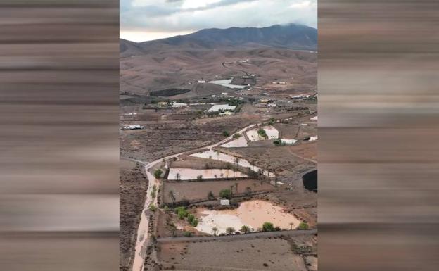 El paso de la DANA por Fuerteventura a vista de dron