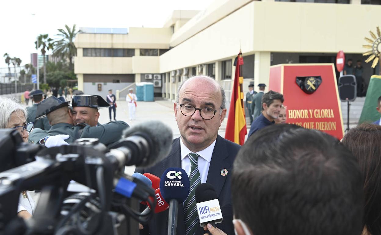 El delegado del Gobierno en Canarias, Anselmo Pestana, este miércoles en el día de la patrona de la Guardia Civil. 