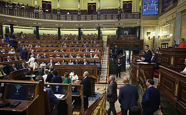 Vídeo. Los diputados de Vox entran tarde en la sesión del Congreso. 