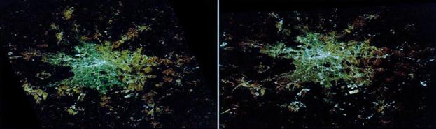 Antes y después de la contaminación lumínica de Berlín.