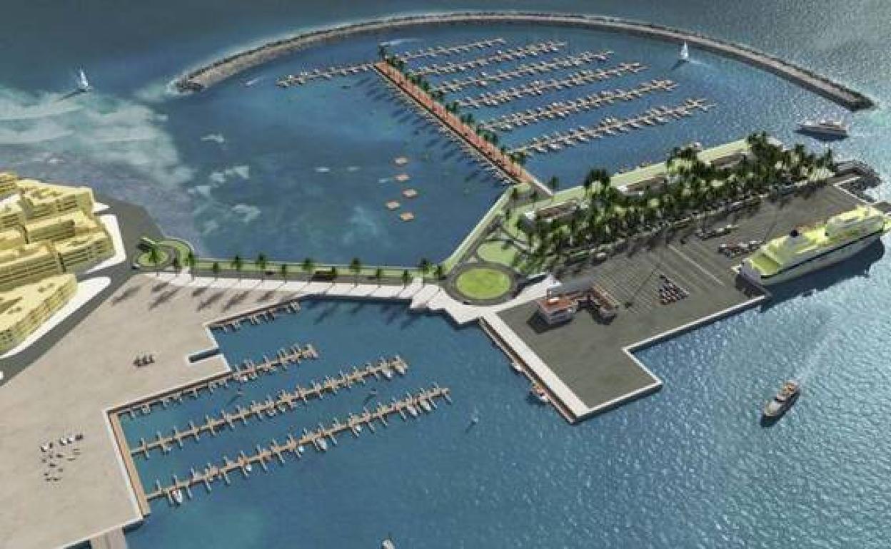 Así quedaría el puerto de Corralejo tras la ampliación prevista por el Gobierno de Canarias. 