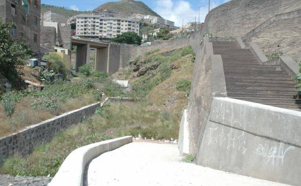 Vista parcial del barranco de Santos, en Santa Cruz de Tenerife. 
