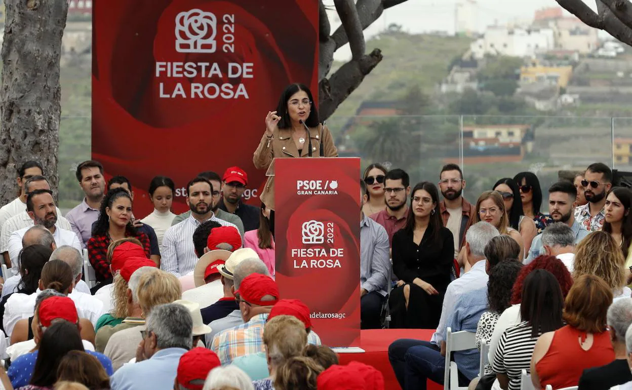 La ministra de Sanidad, Carolina Darias, el pasado domingo en la Fiesta de la Rosa del PSOE. 