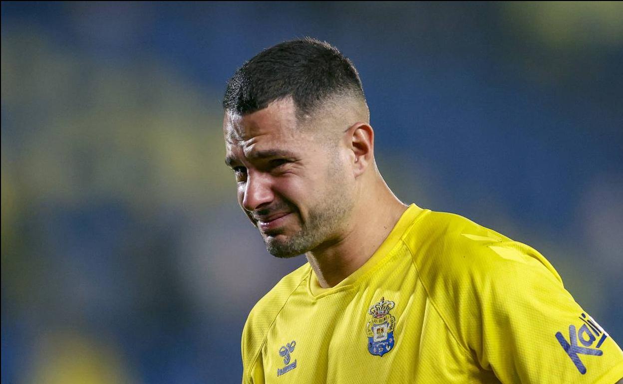 Vitolo no pudo reprimir las lágrimas al lesionarse en el encuentro con el Albacete. 