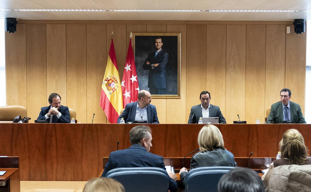 Reunión de la Comisión de Presupuestos de la Asamblea de Madrid este viernes.