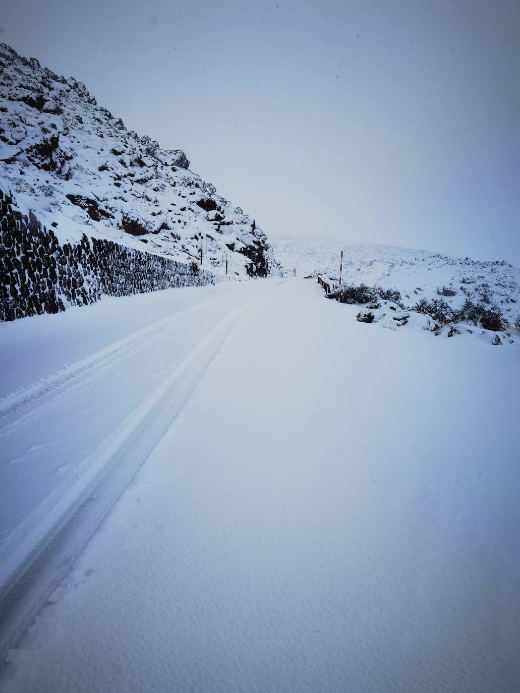 Imagen de la nevada en la isla de Tenerife. /@carreterasTF