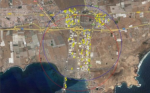 Vista aérea del polígono industrial de Arinaga. 